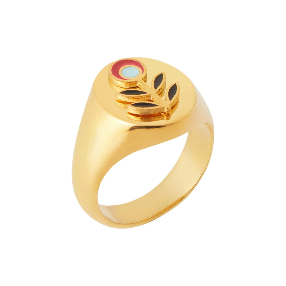 Red Seed Flower Ring - Eye M Flower Power - Ileana Makri