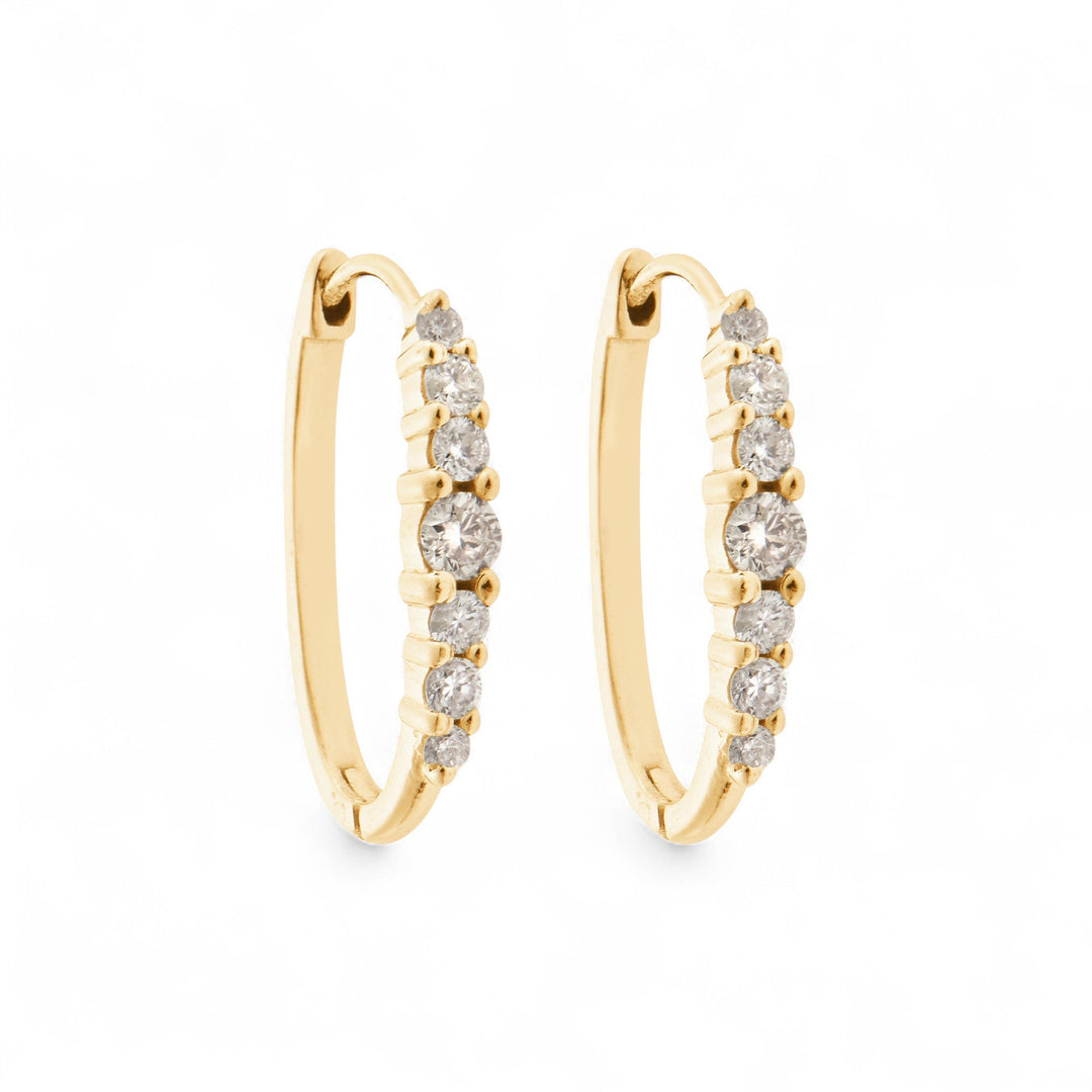 Ripple Large Champagne Diamond Hoops - Rivulet - Ileana Makri