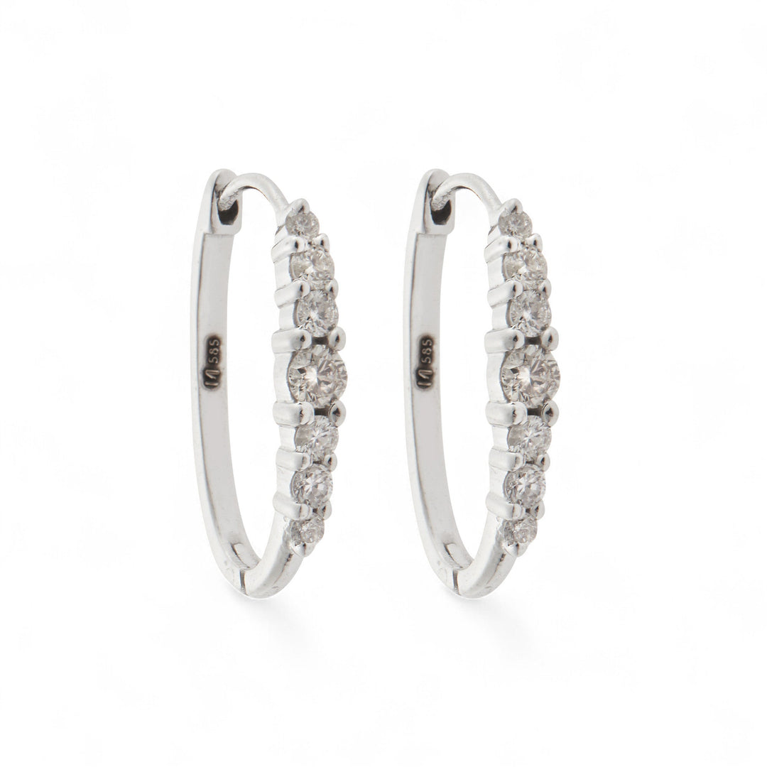 Ripple Large White Diamond Hoops - Rivulet - Ileana Makri