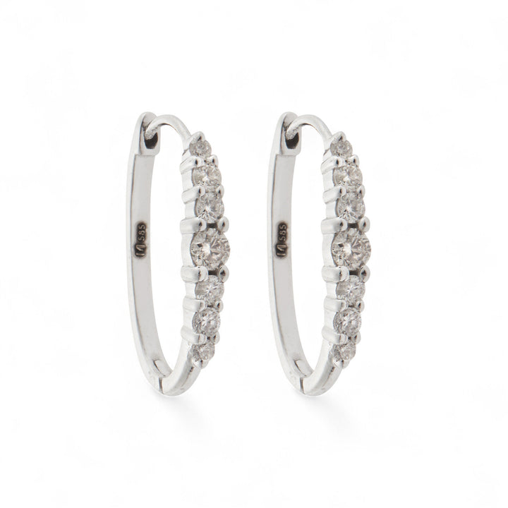 Ripple Large White Diamond Hoops - Rivulet - Ileana Makri