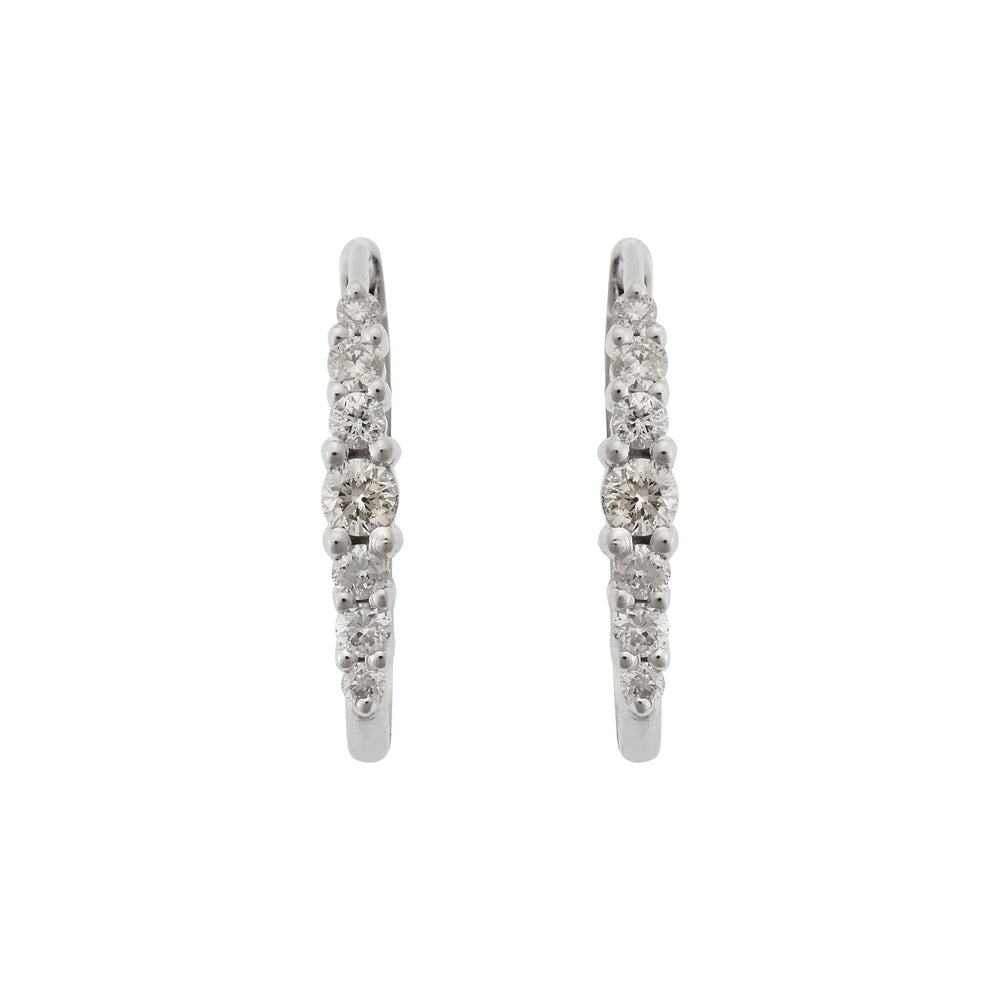 Ripple Large White Diamond Hoops - Rivulet - Ileana Makri
