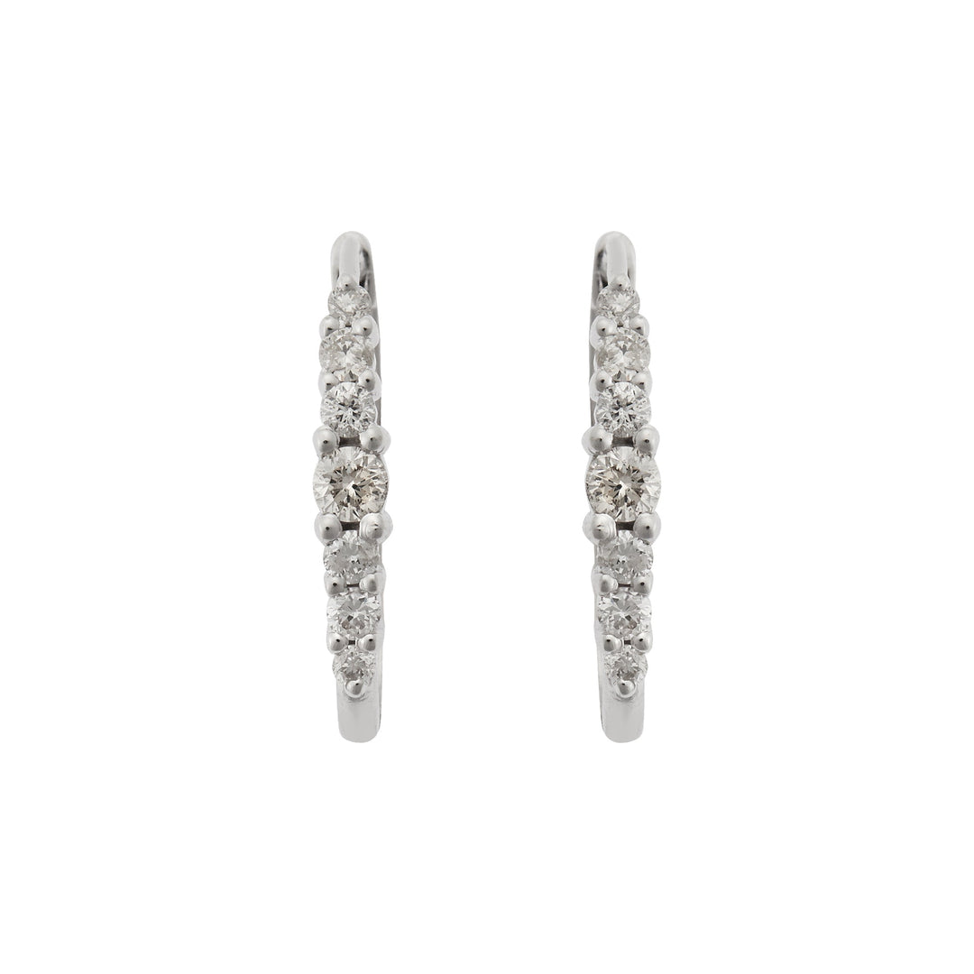 Ripple Large White Diamond Hoops - Rivulet - Ileana Makri