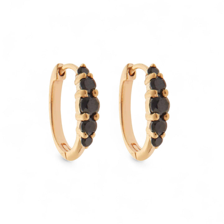 Ripple Medium Black Diamond Hoops - Rivulet - Ileana Makri