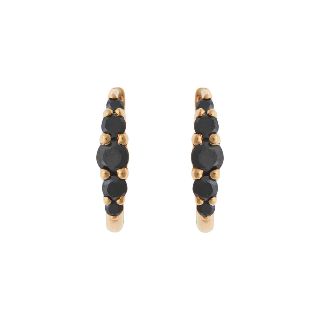 Ripple Medium Black Diamond Hoops - Rivulet - Ileana Makri