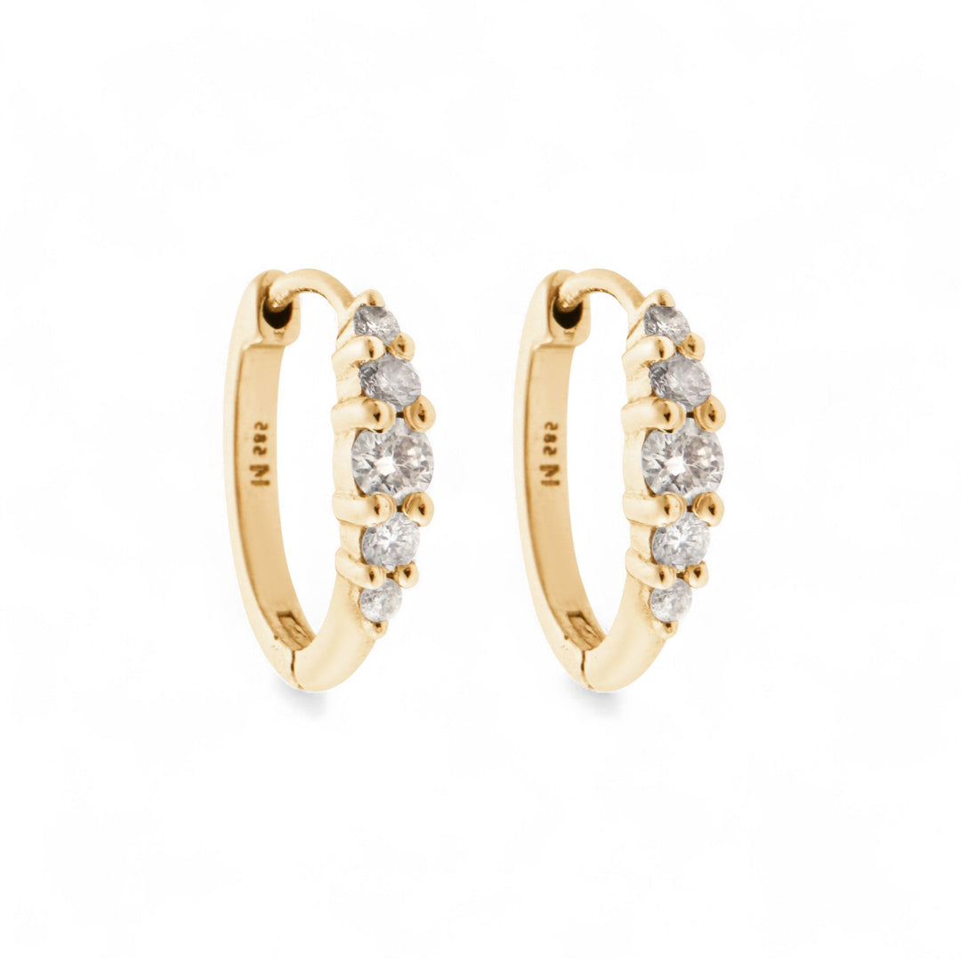Ripple Medium Champagne Diamond Hoops - Rivulet - Ileana Makri