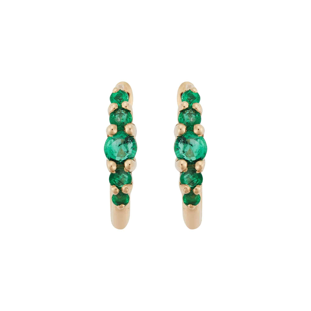 Ripple Medium Emerald Hoops - Rivulet - Ileana Makri