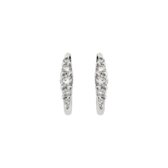 Ripple Medium White Diamond Hoops - Rivulet - Ileana Makri