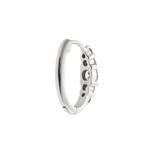 Ripple Medium White Diamond Hoops - Rivulet - Ileana Makri