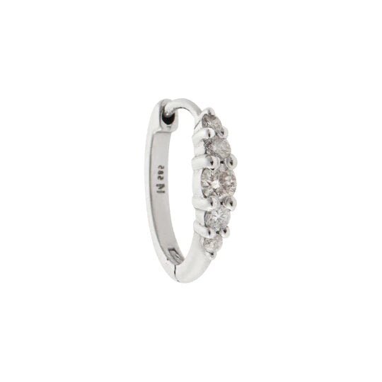 Ripple Medium White Diamond Hoops - Rivulet - Ileana Makri