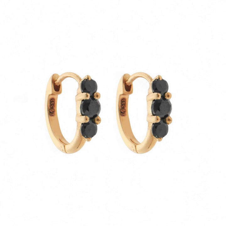 Ripple Small Black Diamond Hoops - Rivulet - Ileana Makri