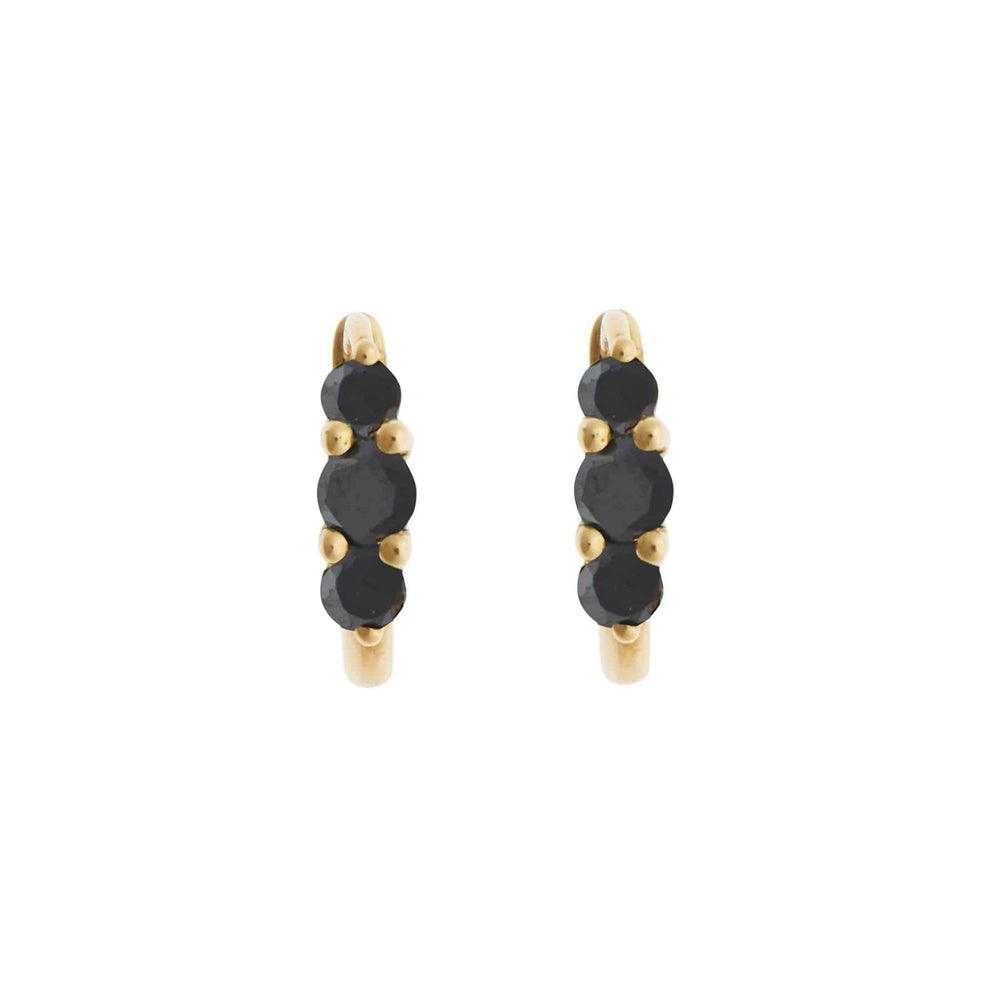 Ripple Small Black Diamond Hoops - Rivulet - Ileana Makri