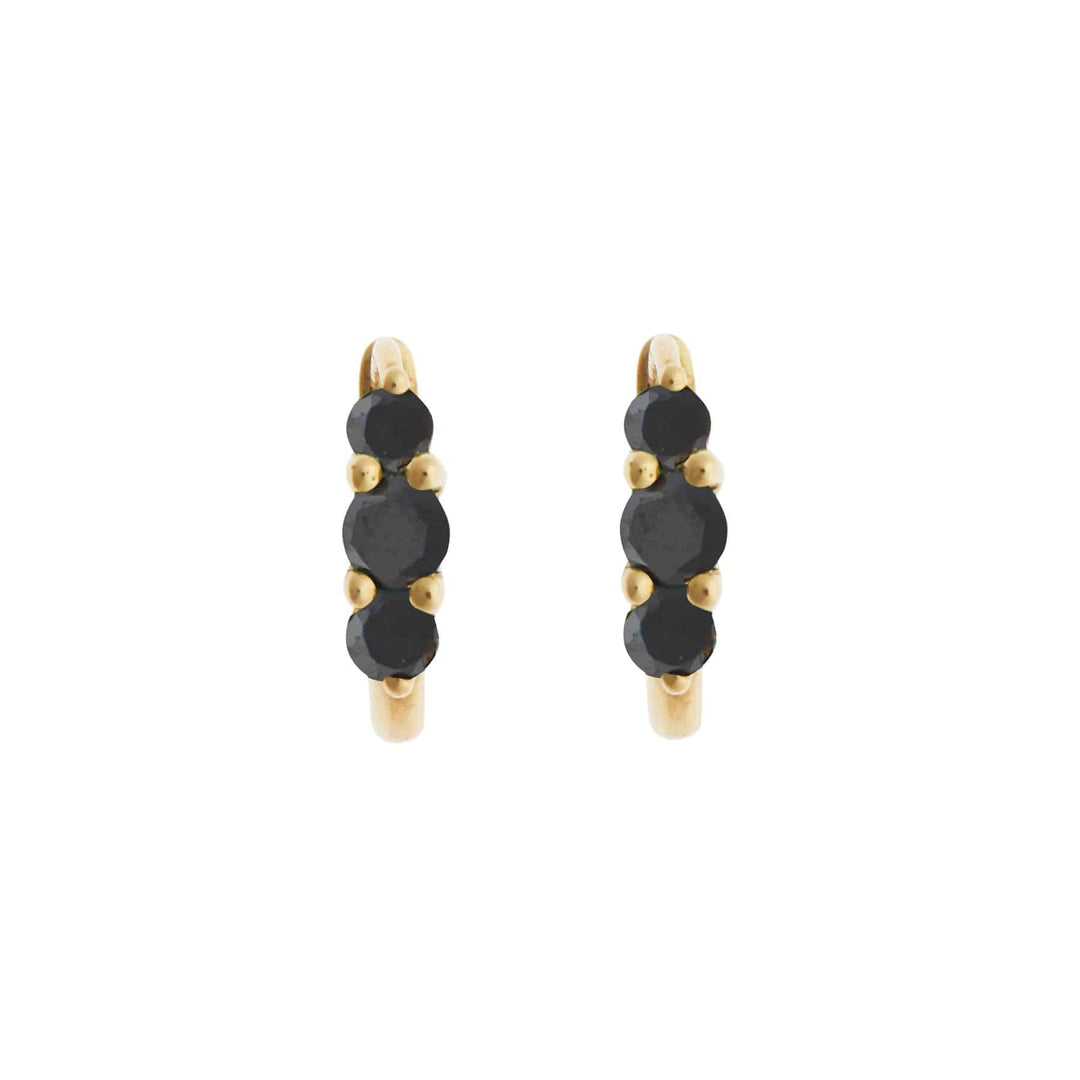 Ripple Small Black Diamond Hoops - Rivulet - Ileana Makri