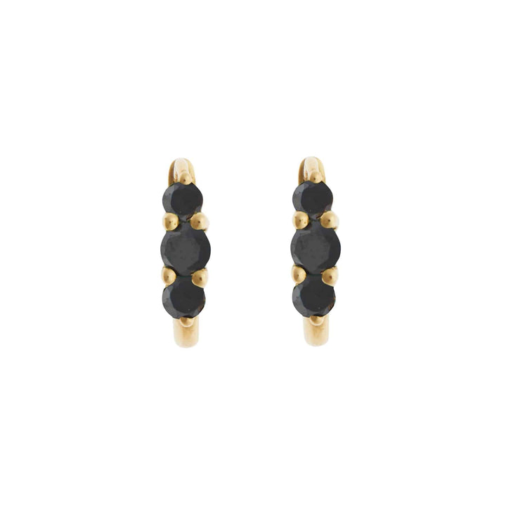 Ripple Small Black Diamond Hoops - Rivulet - Ileana Makri