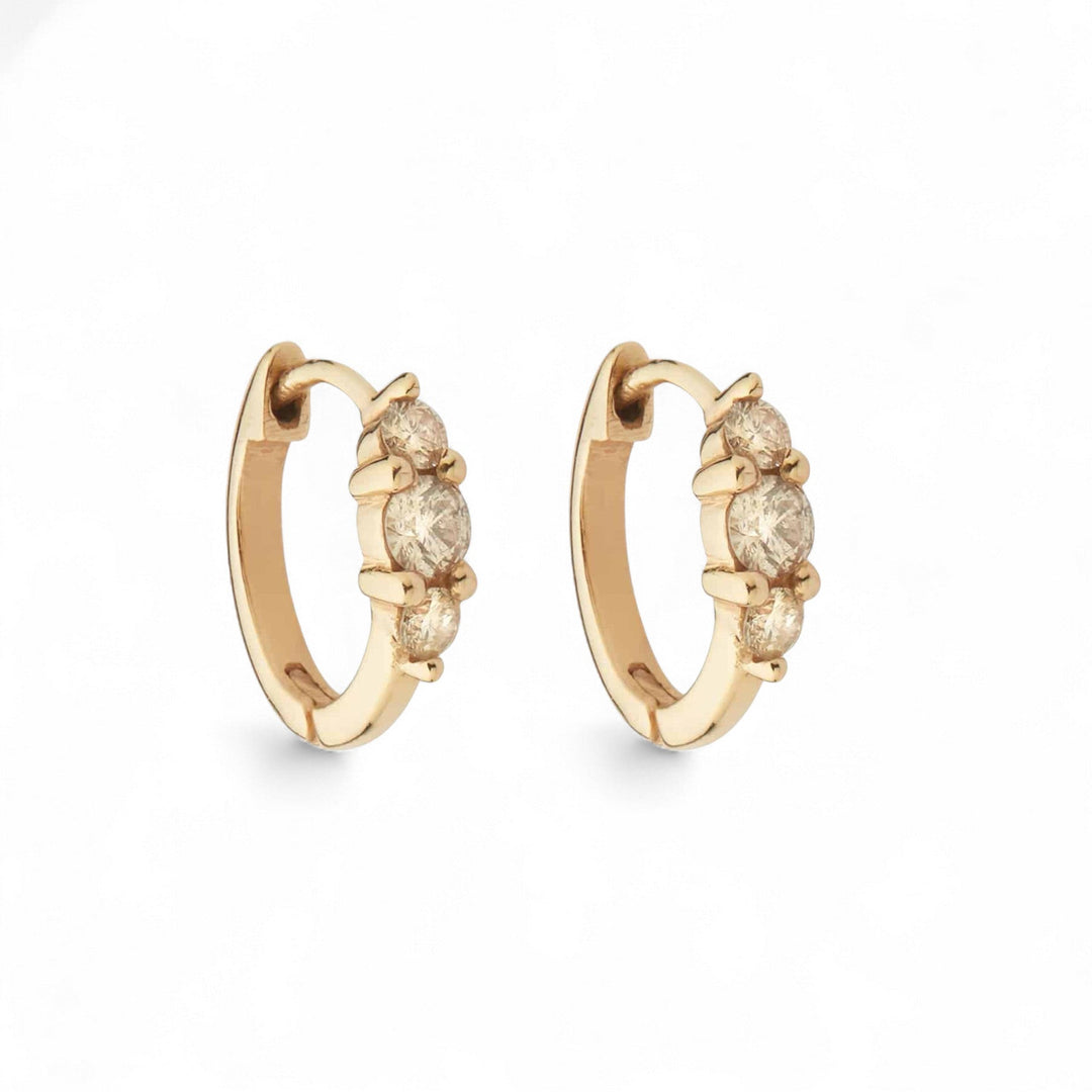Ripple Small Champagne Diamond Hoops - Rivulet - Ileana Makri