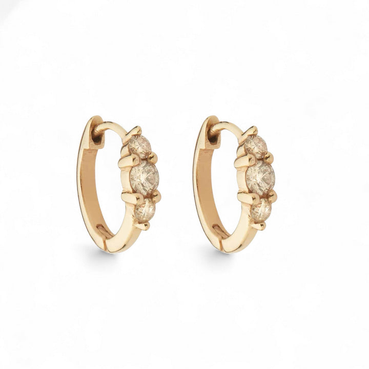 Ripple Small Champagne Diamond Hoops - Rivulet - Ileana Makri