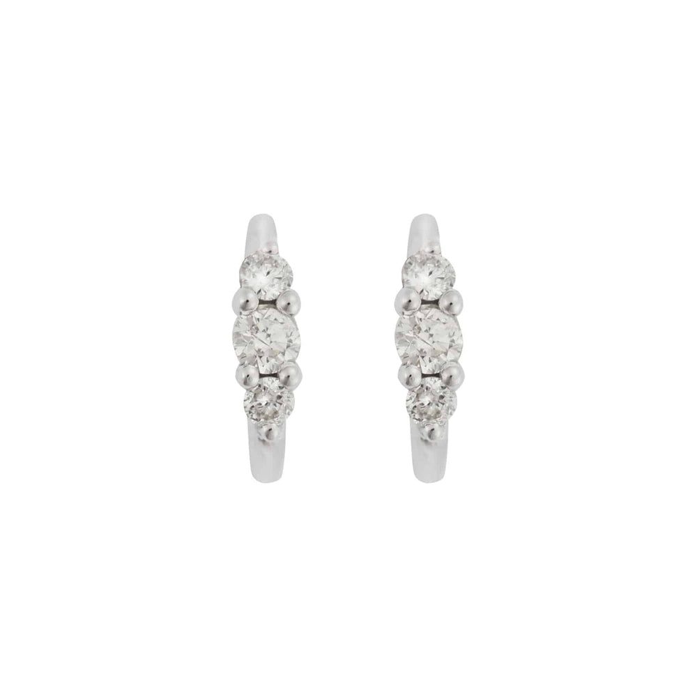 Ripple Small White Diamond Hoops - Rivulet - Ileana Makri