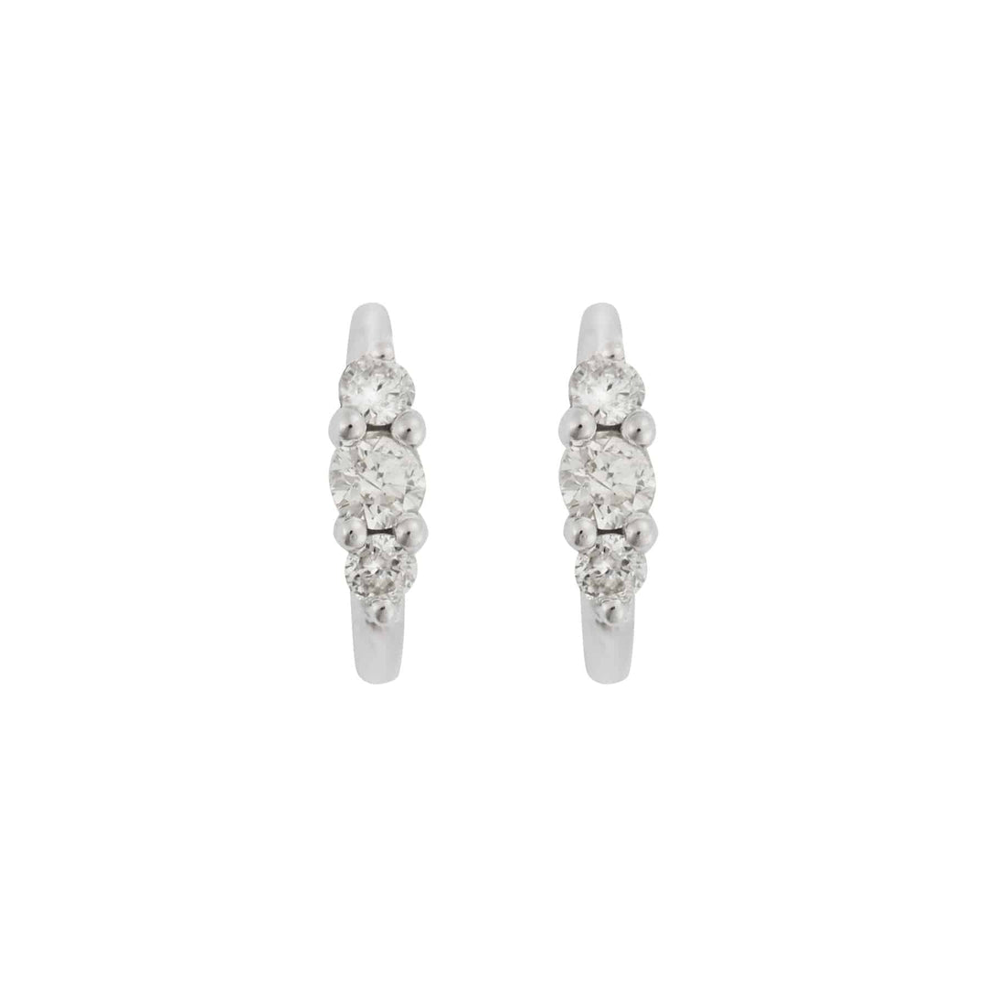 Ripple Small White Diamond Hoops - Rivulet - Ileana Makri