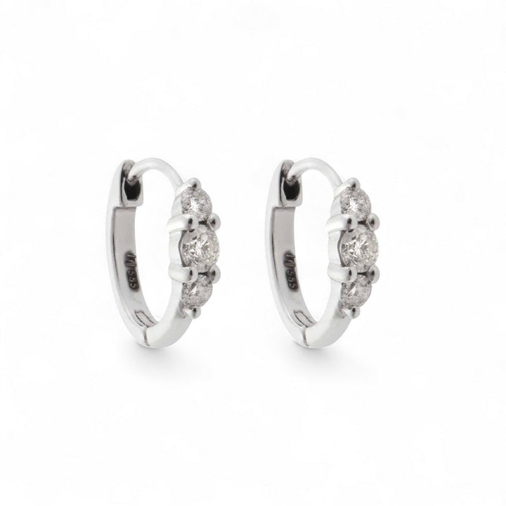 Ripple Small White Diamond Hoops - Rivulet - Ileana Makri