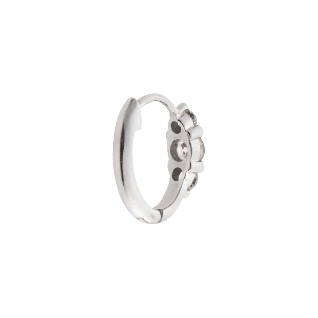 Ripple Small White Diamond Hoops - Rivulet - Ileana Makri