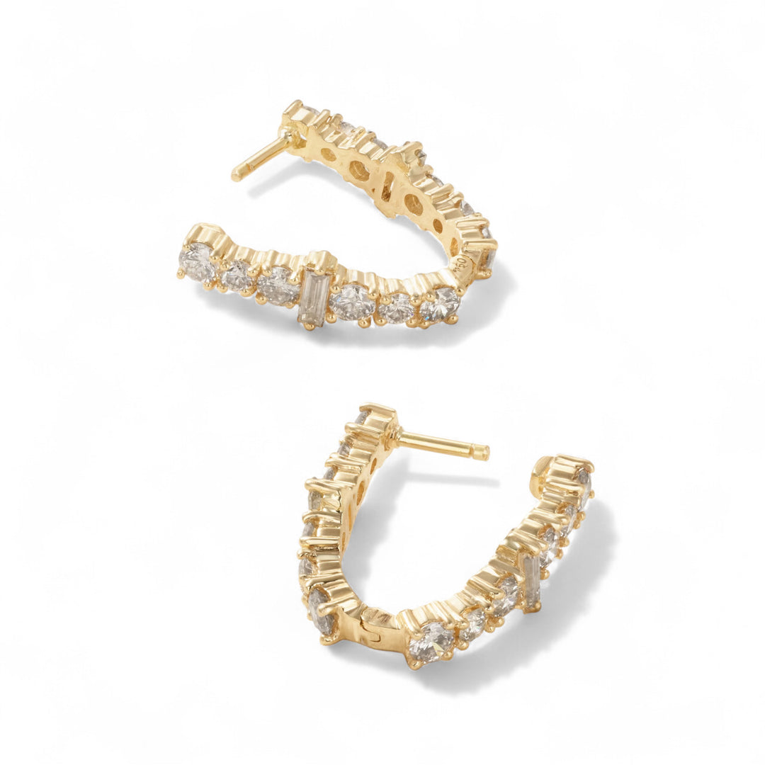 Oval Rivulet Champagne Diamond Hoops