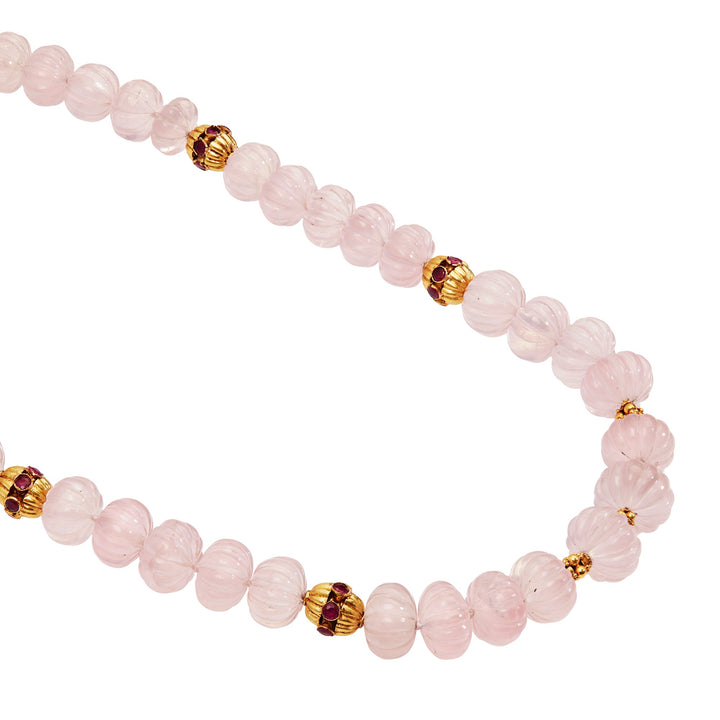 Rose Quartz Beaded Necklace 211 (87cm) - Globetrotter - Ileana Makri