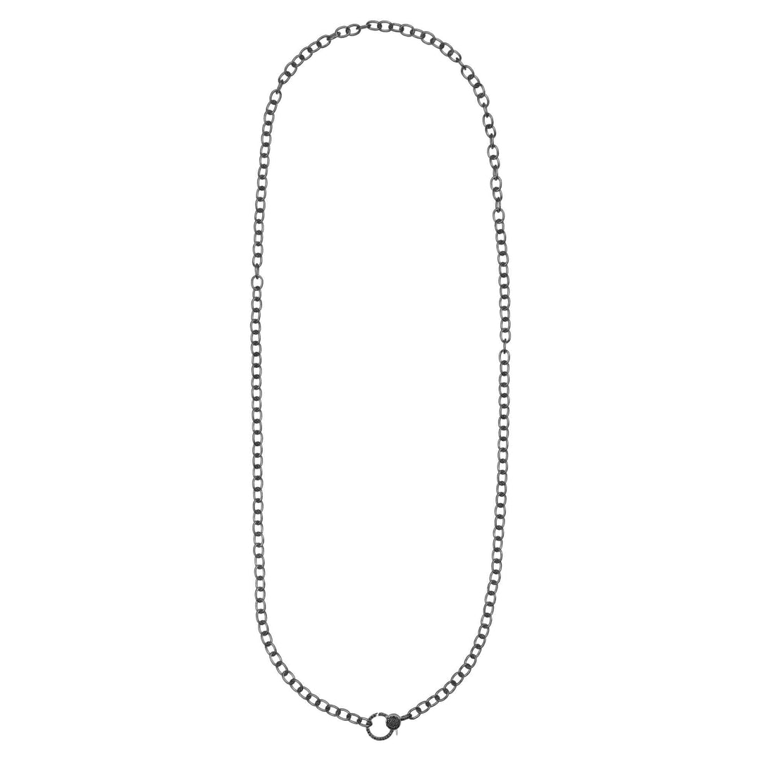 Round link chain large diamond lock SLV - W14 - BD - Chains - Ileana Makri