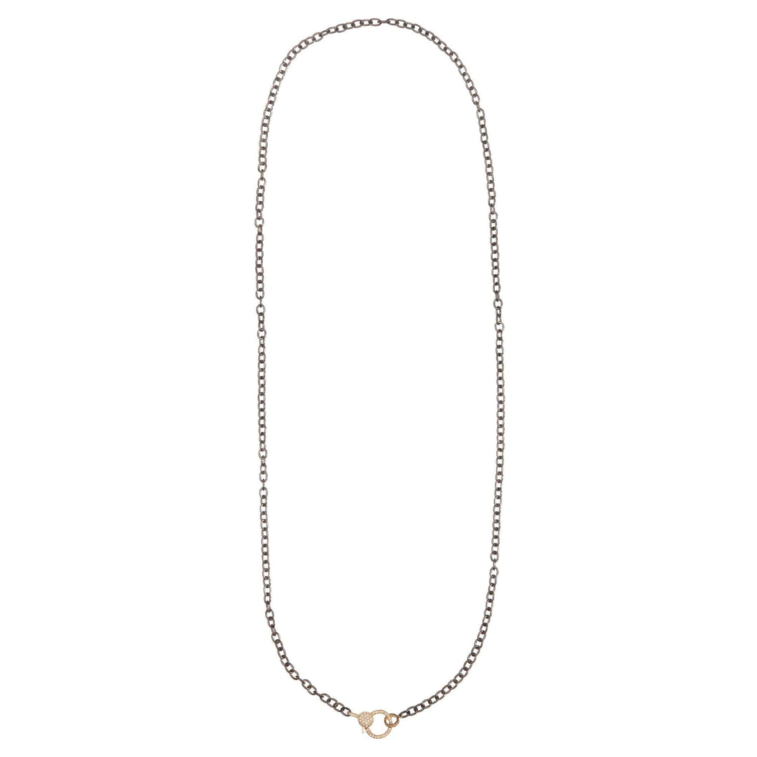 Round link chain large diamond lock SLV - Y14 - D - Chains - Ileana Makri