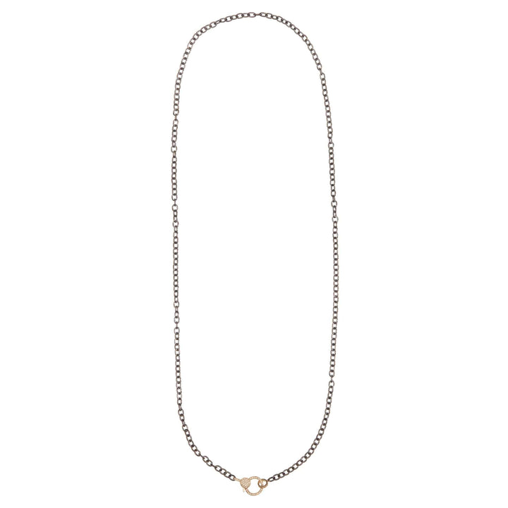 Round link chain large diamond lock SLV - Y14 - D - Chains - Ileana Makri