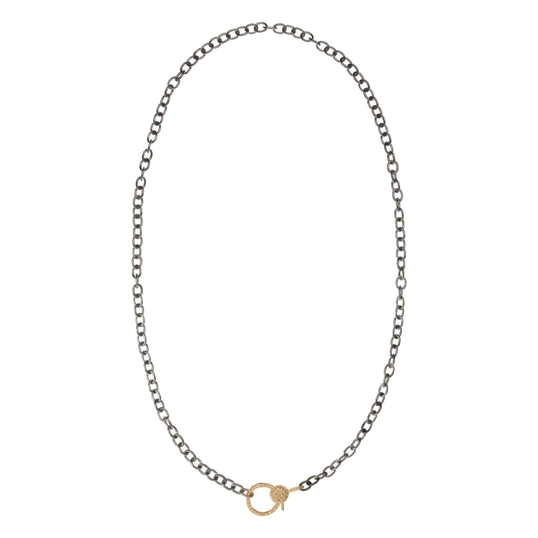 Round link chain large diamond lock SLV - Y14 - D - Chains - Ileana Makri