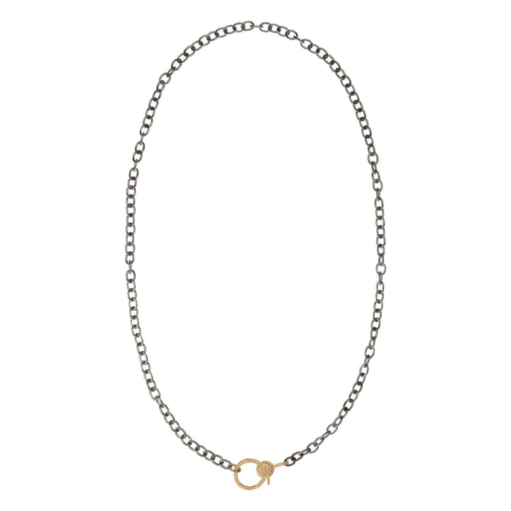 Round link chain large diamond lock SLV - Y14 - D - Chains - Ileana Makri