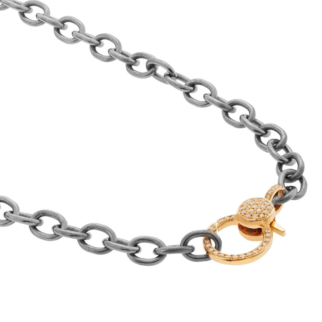 Round link chain large diamond lock SLV - Y14 - D - Chains - Ileana Makri