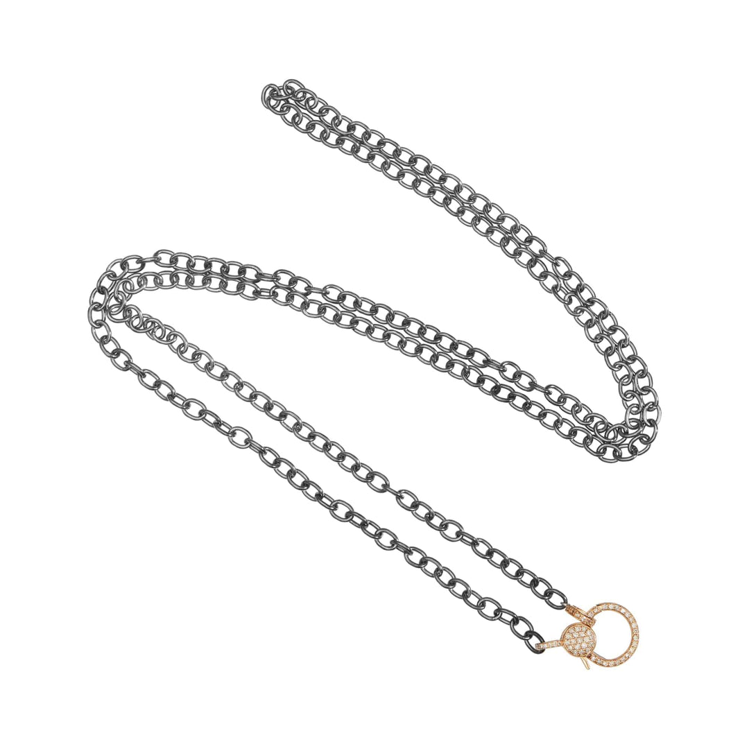 Round link chain large diamond lock SLV - Y14 - D - Chains - Ileana Makri