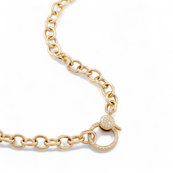 Round Link Chain Large Diamond Lock Y14 - D (80cm) - Chains - Ileana Makri