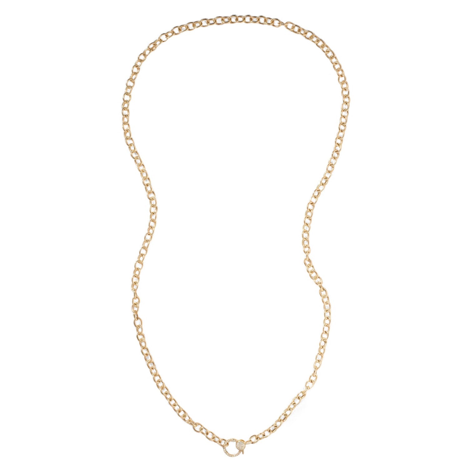Round Link Chain Large Diamond Lock Y14-D | Ileana Makri