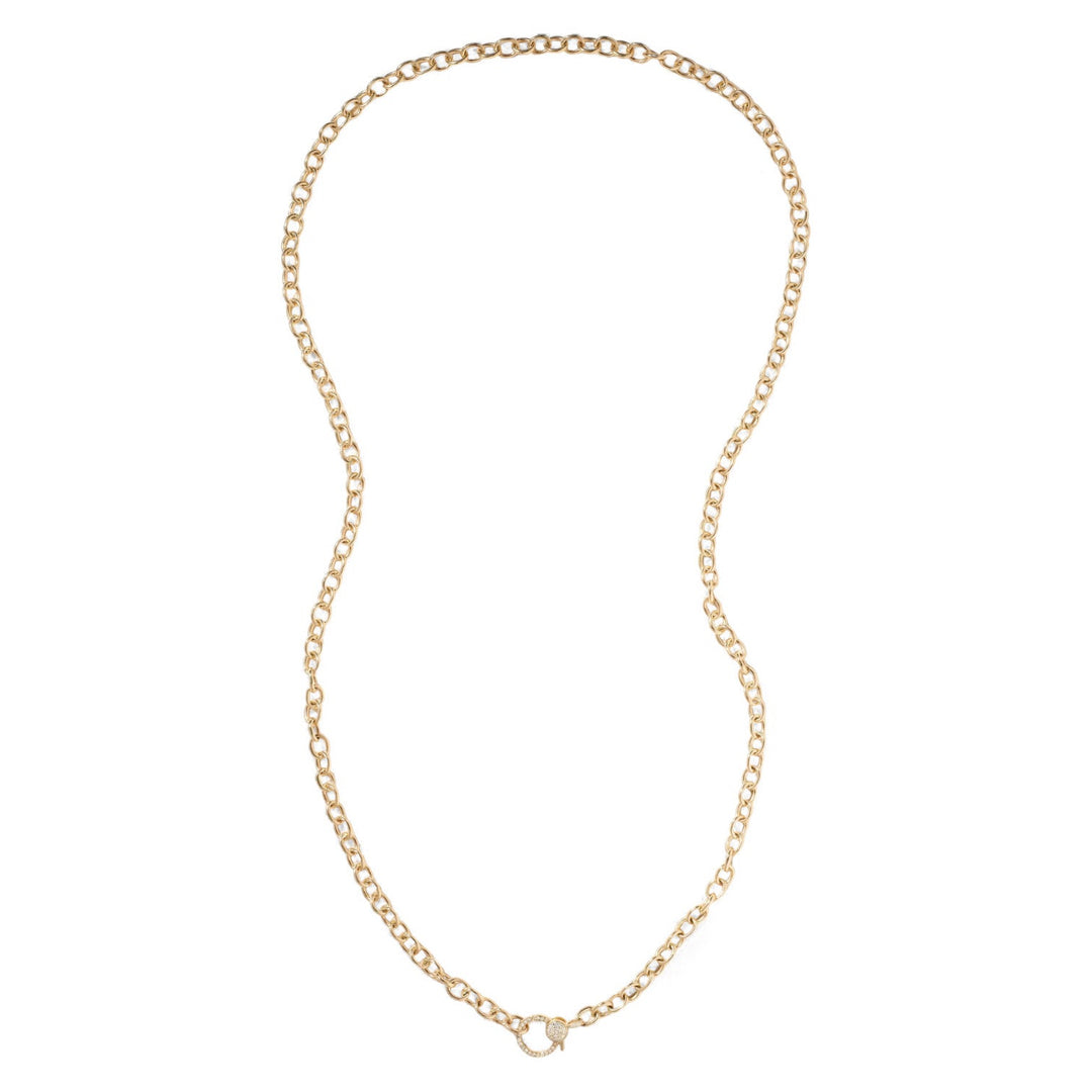 Round Link Chain Large Diamond Lock Y14 - D (80cm) - Chains - Ileana Makri