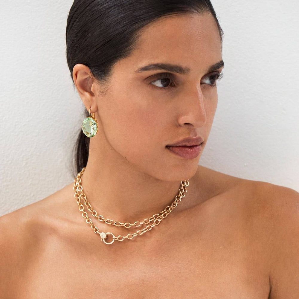 Round Link Chain Large Diamond Lock Y14 - D (80cm) - Chains - Ileana Makri