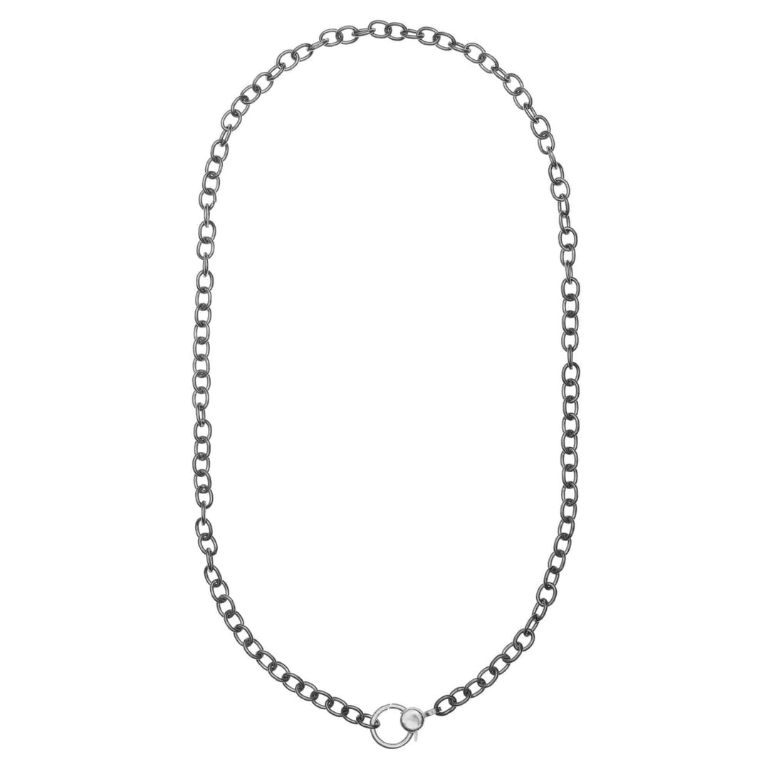 Round link chain large gold lock SLV - W14 - Chains - Ileana Makri