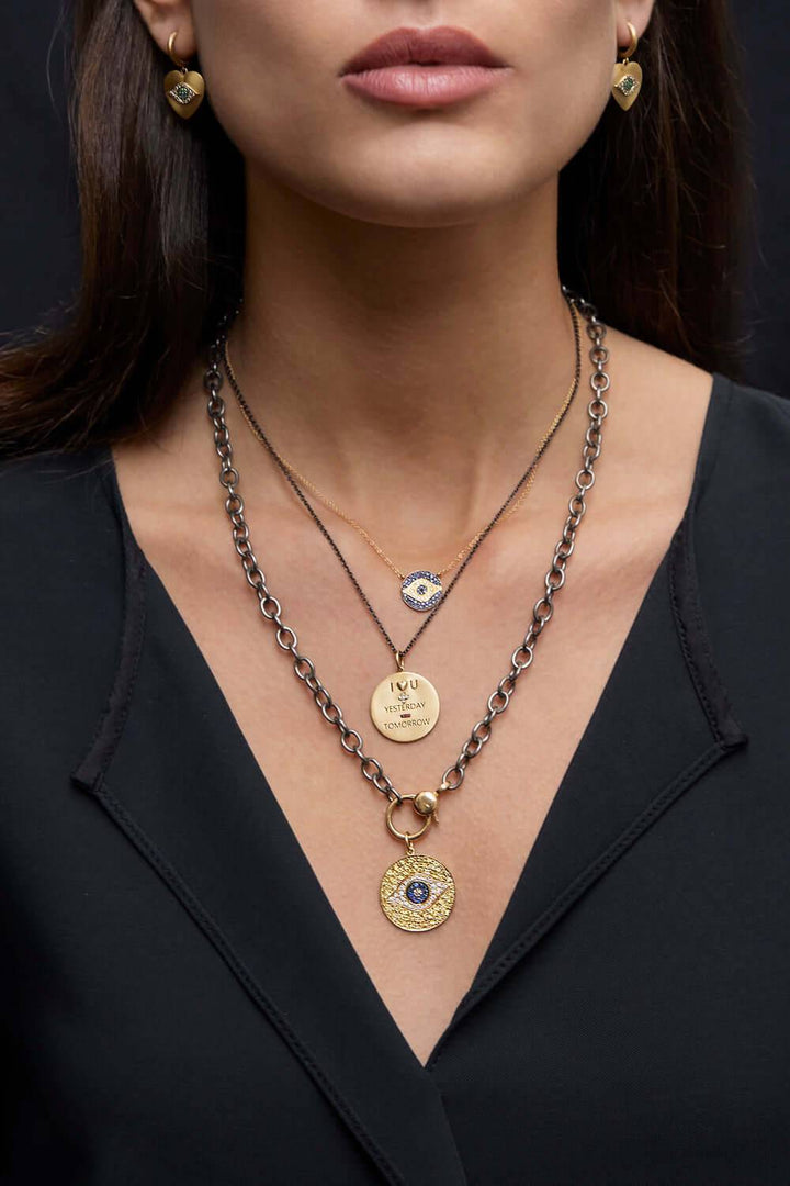 Round link chain large gold lock SLV - W14 - Chains - Ileana Makri