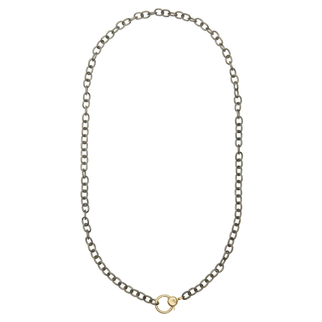 Round link chain large gold lock SLV - Y14 - Chains - Ileana Makri