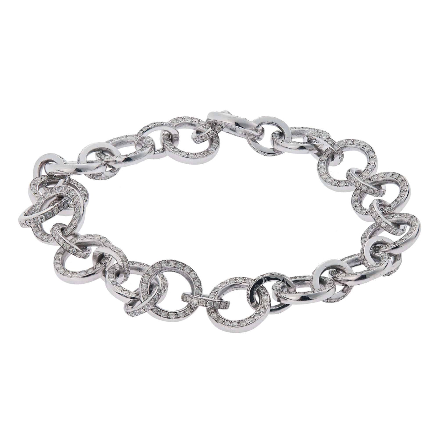 Round Link Diamond Bracelet W-D - Chains - Ileana Makri store