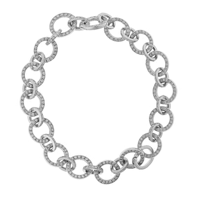 Round Link Diamond Bracelet W-D - Chains - Ileana Makri store