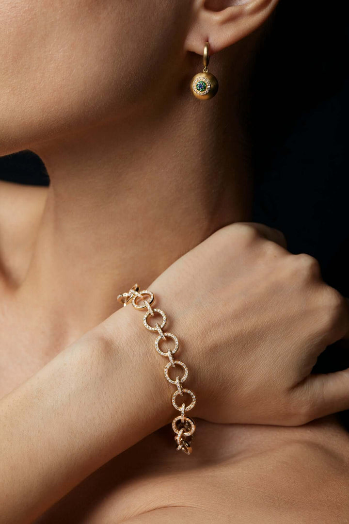 Round Link Diamond Bracelet W - D - Chains - Ileana Makri