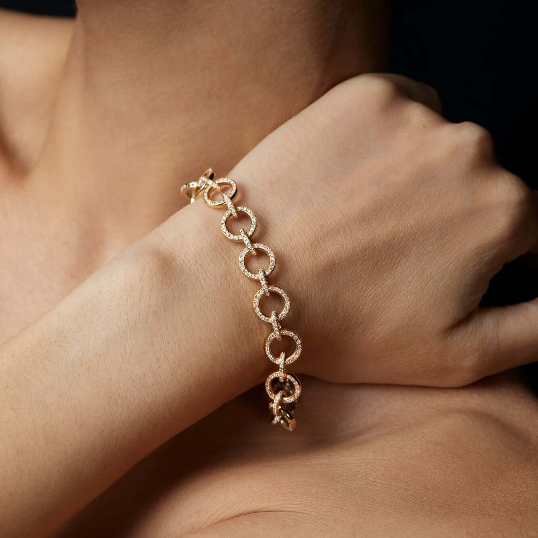 Round Link Diamond Bracelet Y - D - Chains - Ileana Makri