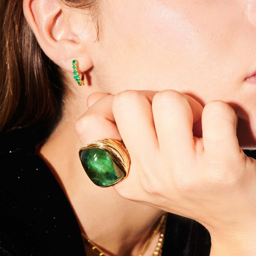 Round Rivulet Emerlad Hoops - Rivulet - Ileana Makri