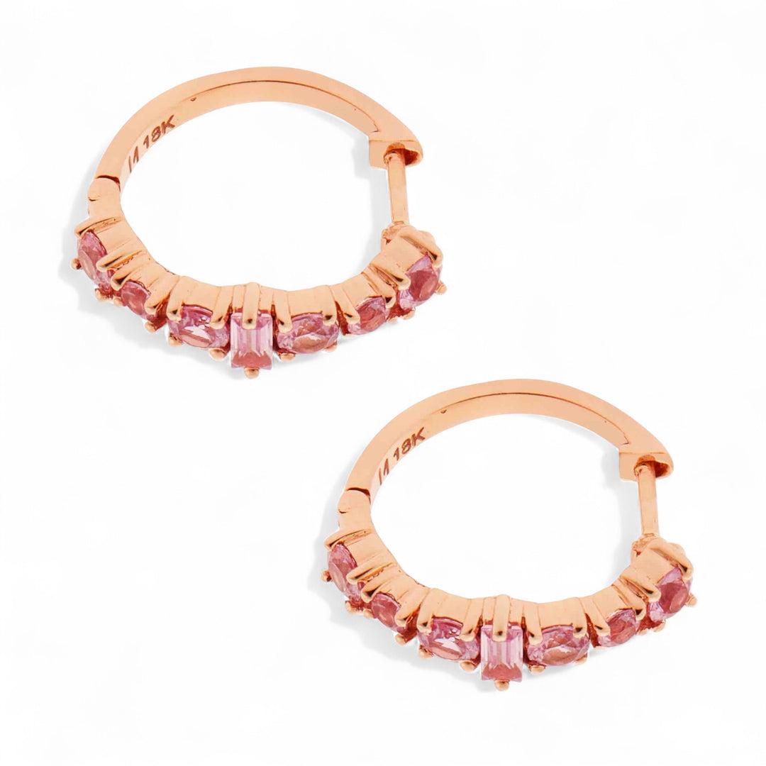 Round Rivulet Pink Sapphire Hoops
