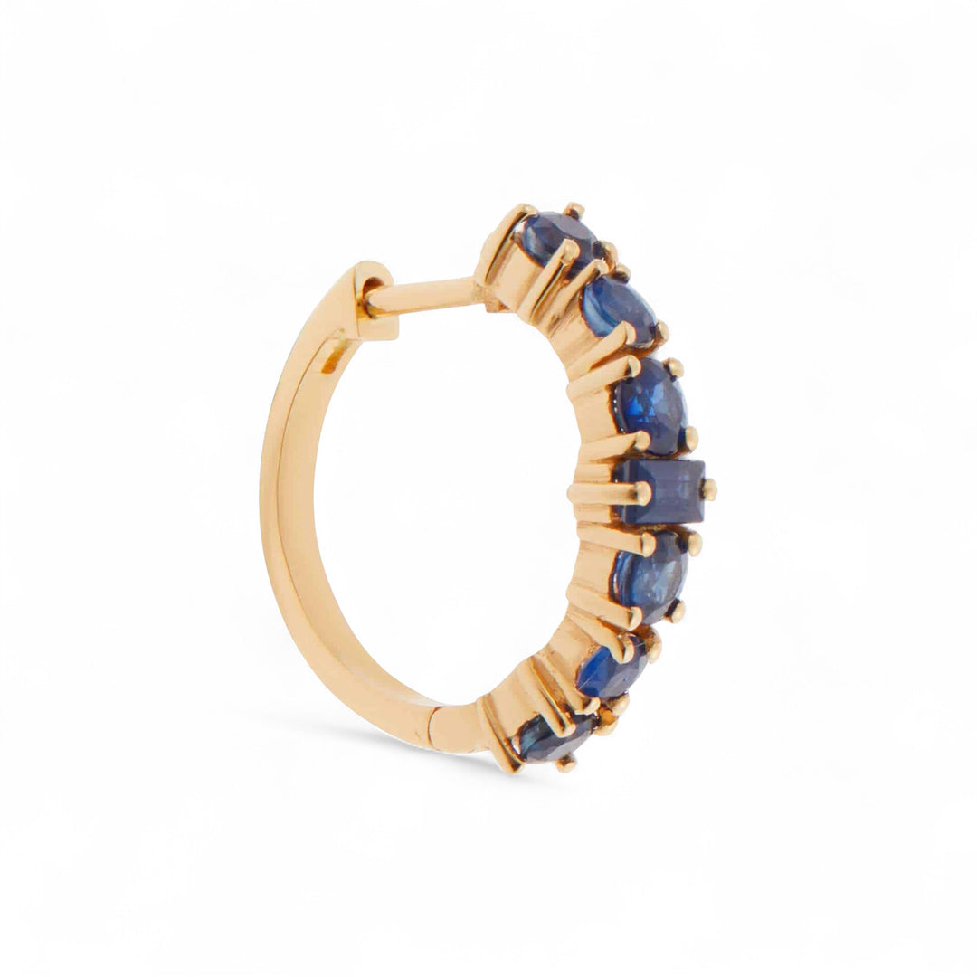 Round Rivulet Blue Sapphire Hoops