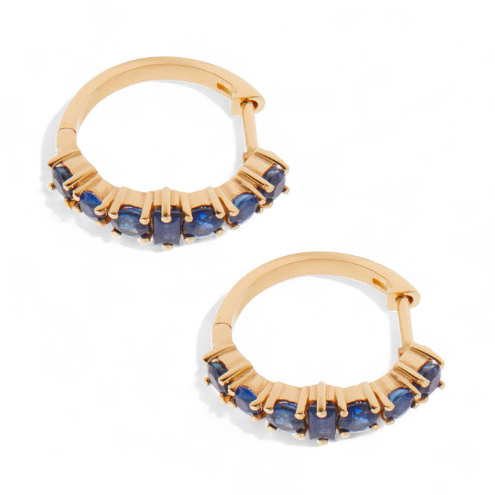 Round Rivulet Blue Sapphire Hoops