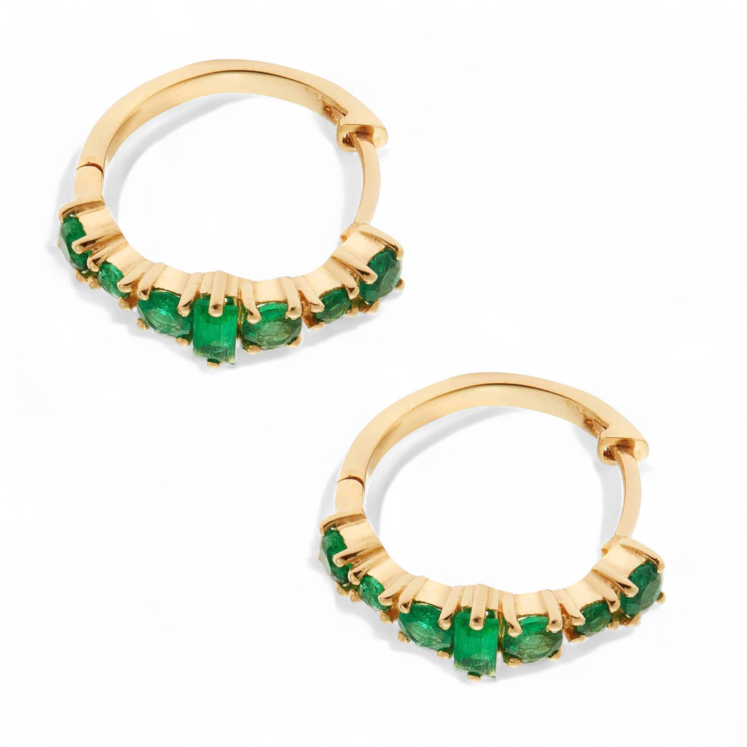 Round Rivulet Emerlad Hoops