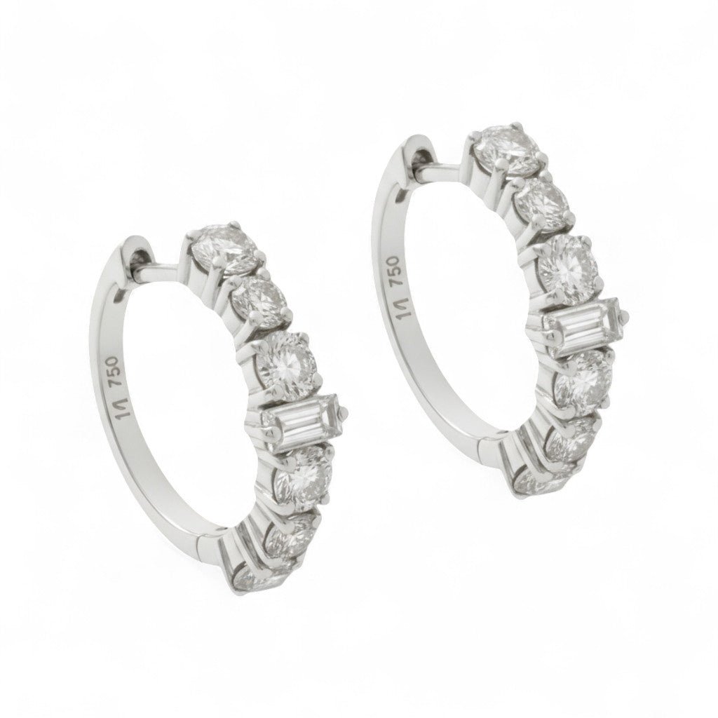 Round Rivulet White Diamond Hoops - Rivulet - Ileana Makri