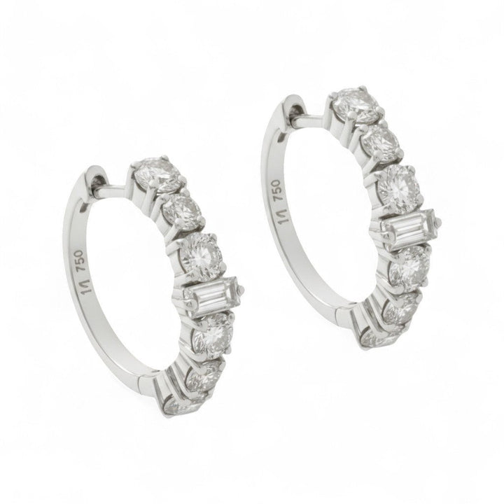 Round Rivulet White Diamond Hoops - Rivulet - Ileana Makri
